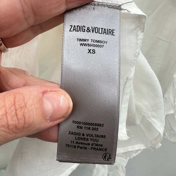 NWT ZADIG&VOLTAIRE XS Timmy Tomboy ruffled designer blouse feminine modern prep - Picture 15 of 16
